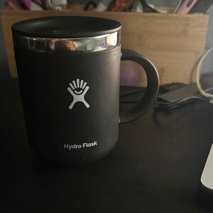 Hydro Flask Matte Black Mug with Silver Rim